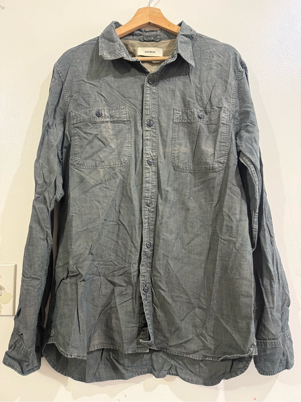 Buck Mason Men's Button-Down Shirt in Washed Blue-Gray